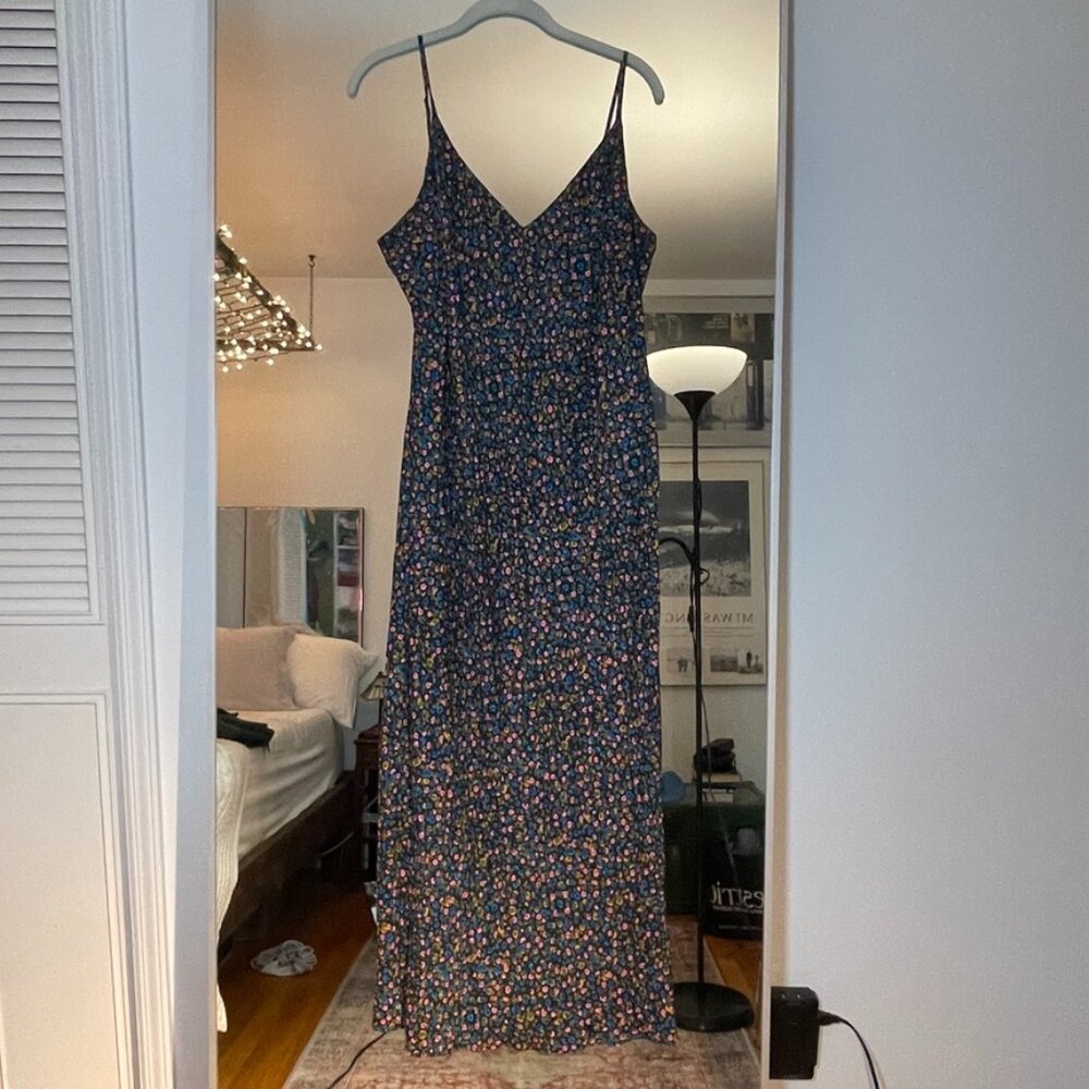 BODEN Elena Silk-blend Midi Slip Dress In Blue Size 14 - Picture 6 of 15